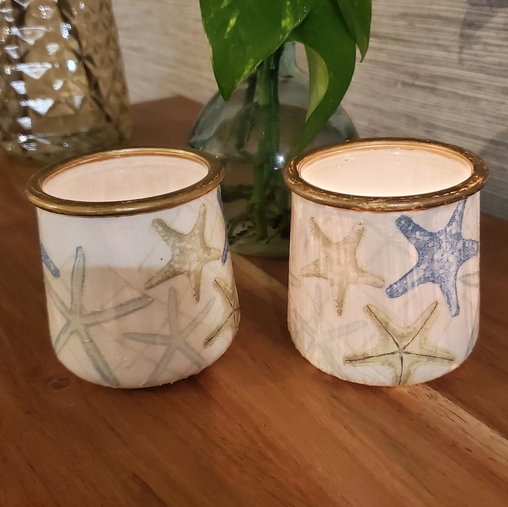 Oui Jar Seasonal Beach Summer Candle Votives Holder Cup Trinket Coin Jar